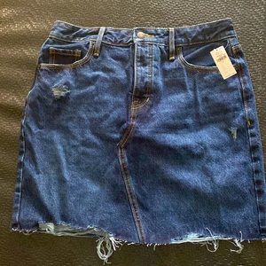 Denim Mini Skirt with Raw hemline